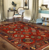 handmade Transitional Kafkaz Rust Rust Hand Knotted RECTANGLE 100% WOOL area rug 5 x 6